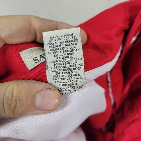 Vintage Savane Shorts Mens Sz 40 Red 100% Cotton Workwear Chino Summer Spring - Picture 14 of 14